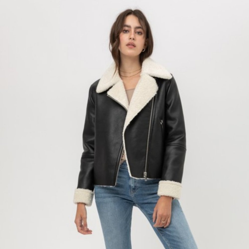 New Black Moto Leather Jacket - Vegan